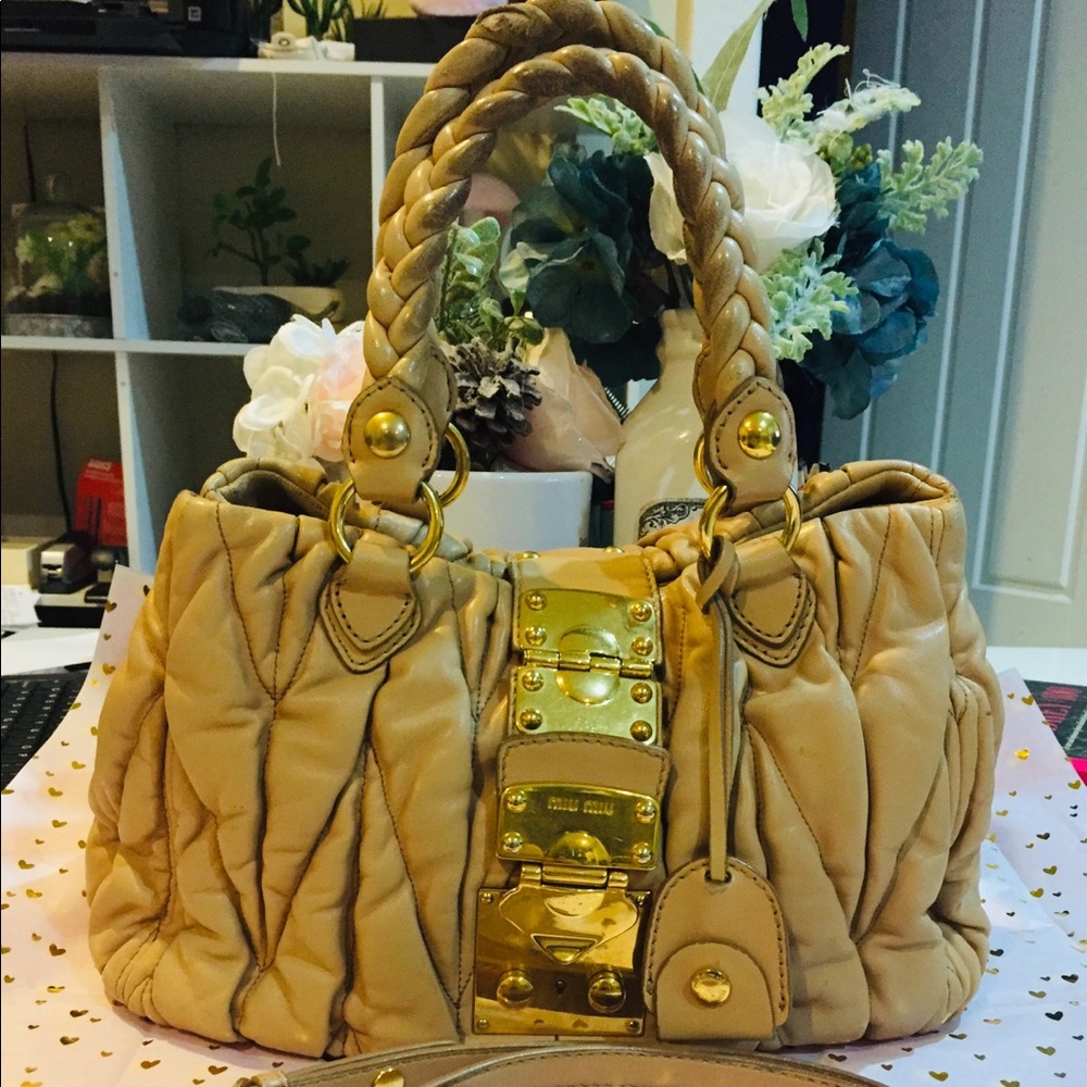 MIU MIU vintage Matelasse top handle two way bag